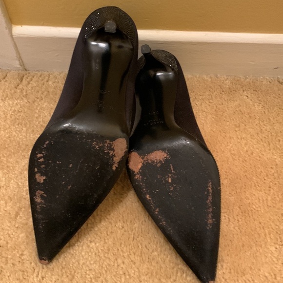 Rene Caovilla YASMINE CRYSTAL BLACK PUMP satin with jewelled trimmed sole/heel - Picture 8 of 10